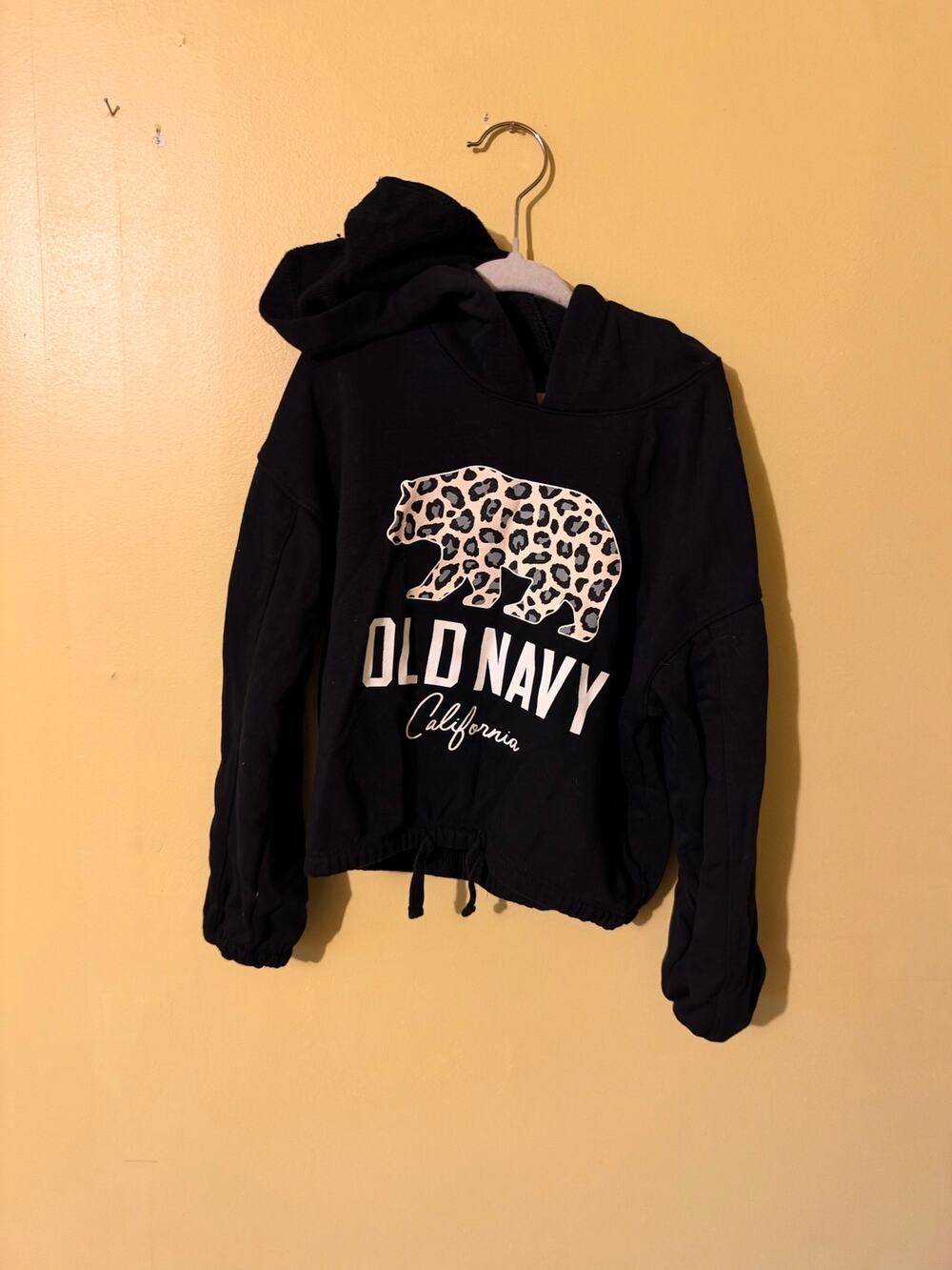 Old Navy Girls' California Leopard Bear Pullover Cinch-Hem Hoodie